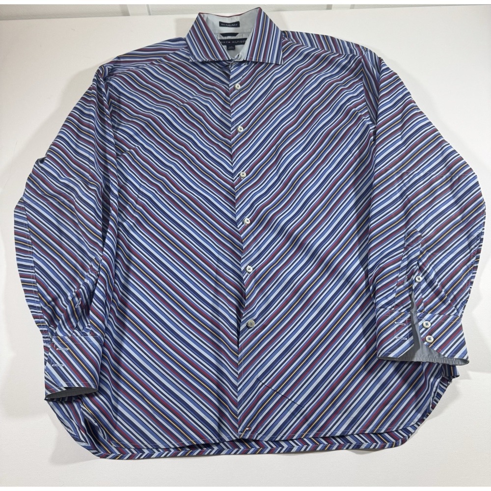 Tommy Hilfiger Men's 80's 2Ply Fabric Button-Up multicolor‎ Size Large